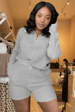 Casual Zipper Shirt and High Waist Shorts