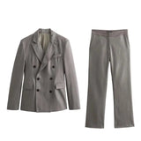 Double-Breasted Suit Jacket 2208425 Blended Straight Trousers 2202425 Suit-Outfit