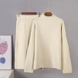 Elegant Knitted Sweater Skirt Suits Women Soft Sexy Female Sets 2 Pieces Slim Fit Skirt and Loose Tops Ladies