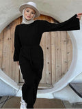 High-Waisted Autumn And Winter Sweater Dress Solid Casual Base Knitted Long Dress