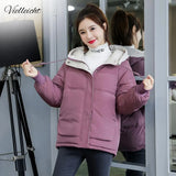 Women Winter Jacket Loose Parkas Patchwork Thickening Warm Coat Hooded Female Down Cotton-padded Short Jacket
