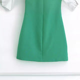 Spring Style Shoulder Padded Crepe Sleeveless Mini Dress 2586323-Outfit