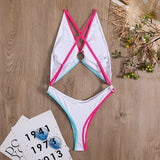 2023 New Sexy Leak Back-Colored Pit Strip Conjoined Swimsuit Bikini