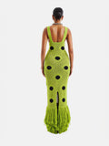 Summer New Women's Personality Round Dot Knitted Long Tweed Sling Dress