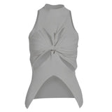 Individuality Women's Tank Tops Round Neck Sleeveless Cut Out Solid Knitting Vests Female Summer Clothing Style