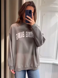 New Autumn And Winter Sweatshirt Classic Letter Embroidered Fleece Women's Sweatshirt Long Sleeve O-neck Pullover Tops-Outfit