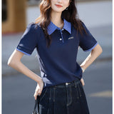 Style Collar 25 Summer Sunshine Cotton T-Shirt Letter Embroidered With Stifling T-Shirt