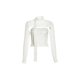 2024 White Sweet Gentle Intellectual All-Match Leisure Autumn Travel Mature Beautiful Women'S Removable Collar Short Top-Outfit