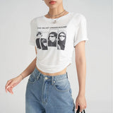 Skinny Summer T Shirt For Women Short Sleeve Print Colorblock Slim T Shirts Female Clothing 2022 Fashion New