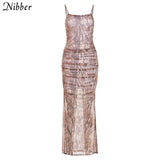 Y2K Sling Tight Mesh Summer Dress Woman Traf Robe Party Sleeve Elegant Long Dress Holiday Travel Daily Office