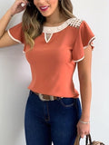Women's Fashion Ruffled Short Sleeves Chiffon Tops Casual Slim Fit Shirts Blouse Blusas Mujer De Moda 2020