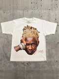 Men's T-Shirts Retro Portraits Print Short-Sleeved T-Shirts Y2k Gothic Harajuku Hip-Hop Couple Relaxed-Outfit