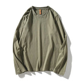 Men Cotton T-Shirts Men's Fashion Solid Color Long Sleeve Tees Male Simple Wild Casual O-NeckT Shirt