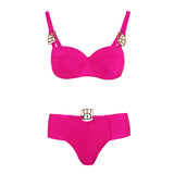 Solid Color Slings With Braided Hard-Packed Swimsuit Women 2025 New