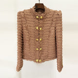 Autumn And Winter New Star Fashion Trough Side Of The Rough Flowers To Stand Up To Repair Jacket