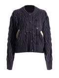 Loose Fit Blue Green Knitting Irregular Jacket New Stand Collar Long Sleeve Women Coat Fashion Spring Autumn 2023