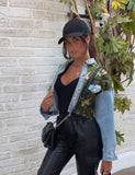 Camo Print Cropped Denim Jean