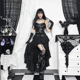 Spring 2024 New Hot Girls Dragging Skirt Dark Wind Retro Irregular Half Skirt-Outfit