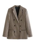 New Five-Color Casual Loose Thousand Bird Checkered Suit Coat-Outfit