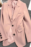 Blazer Women Spring Autumn Elegant Long Sleeve Suit Jacket Casual Office Lady Coat Chic Femme Pants