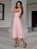 Puff Sleeve V-Neck A-Line