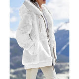 new autumn and winter loose plush zipper hooded jacket