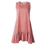 Dot Dress Women 2020 New Summer Beach Casual Dress Plus Size Sleeveless yellow Loose A-Line Midi Beach Dresses