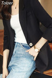 Women Solid Elegant Loose Simple Classic Fashionable Long Sleeve Temperament All-match Blazer Chic Clothing