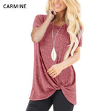 T-shirt Women Summer Tie Tops Tee Casual Simple Short Sleeve Female tshirt Large Size Women Clothes camisetas