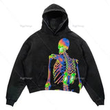 retro ins style women autumn hoodie new style personalized 3D printing pattern loose pullover couple hooded sweatshirt-Outfit