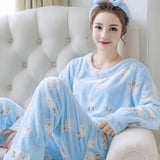 Heart Fur Suit Set Home Wear 2 Pieces Set Outfits Women Winter Warm Fur Pllover & Pants Female