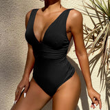Toloer New One-Piece Swimsuit Female Integrated Solid Color Sexy Slim One-Piece