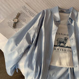 Thin Green Shirt Women Fashion Korean Loose Lapel Button Top Female Solid Basic Long Sleeve All Match Shirt New-Outfit