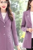 Winter Wool Jacket Womens Clothing Mid Long Double Breasted Woolen Coats Slim Wild Elegant Female Korean Outerwear