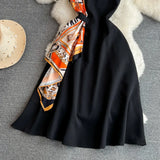 Summer Ripe Style Retro Temperament Sleeveless Round Recipient Waist Thin Sleeveless A Word Dress Elegant