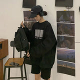 Spring Autumn Oversized Hoodies Women Korean Style Bar Code Sweatshirts Harajuku Pullover Couple Friends Clothes Tops