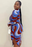 Plus Size Print Crop Top and Midi Skirt