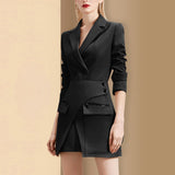 Casual Khaki Two Piece Set Women Notched Long Sleeve Blazer High Waist Irregular Mini Skirt Women's Suit 2022