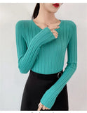 Elegant Knitted Sweater Women Bottoming Slim Sexy Female Knitwear Casual Skinny Pullovers Ladies Solid Basic