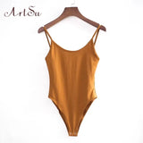 Casual U Cutout Backless Strap Cotton Bodysuit Femme Teddy Bodycon Rompers Womens Summer Jumpsuit Overalls Mujer
