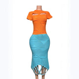 New Women's Hm Hop To Make Old Slant Collar Knitted Pure Color Irregular Short-Sleeved