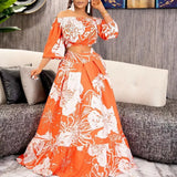 Spring Plus-Size Women's Temperament Elegant Print Skirt Fashion
