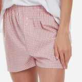 Women's Y2K Vintage Retro Shorts Button Front Casual Elastic Low Waist Plaid/Striped Print Lounge Short Pants-Outfit