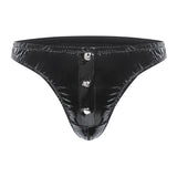 Toloer Men's Close-Fitting Patent Leather Briefs Sexy Open File Leakhosen Size Accurate No Odor-Outfit