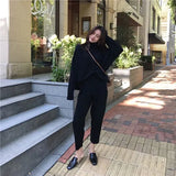 Pieces Set Women Winter Autumn Knitted Tracksuit Turtleneck Sweater Knit Pants Women Loose Clothing Suits Female Pants