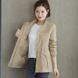 Windbreaker 2021 Autumn New Korean Wild Stand-Collar Short Jacket Female Student Windbreaker Coat Lining Plus Size