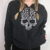 Y2K Gothic Sweatshirt Oversized Hoodie Women Autumn Zip Up Long Sleeve Coat Top Female 90S Vintage E-Harajuku Grunge