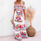 And Summer 2025 New Shoulder-To-Shoulder Red Flower Printing Long