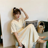 Dresses Women Friends Various Colors Summer College Sweet Solid Button Stylish Soft All-match Korean Loose Clothes