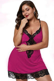 Sexy Plus Size Straps V Neck With Lace Mini Dress